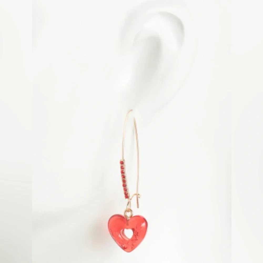 BETSEY JOHNSON Love Spell Valentine  Red Love Savers Candy Drop Earrings NEW NWT